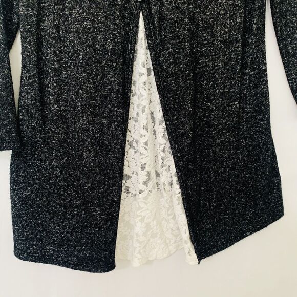 Charming Charlie Tunic Women Small Marbled Black Lace Goth Comfy Feminine Cozy - Picture 9 of 9